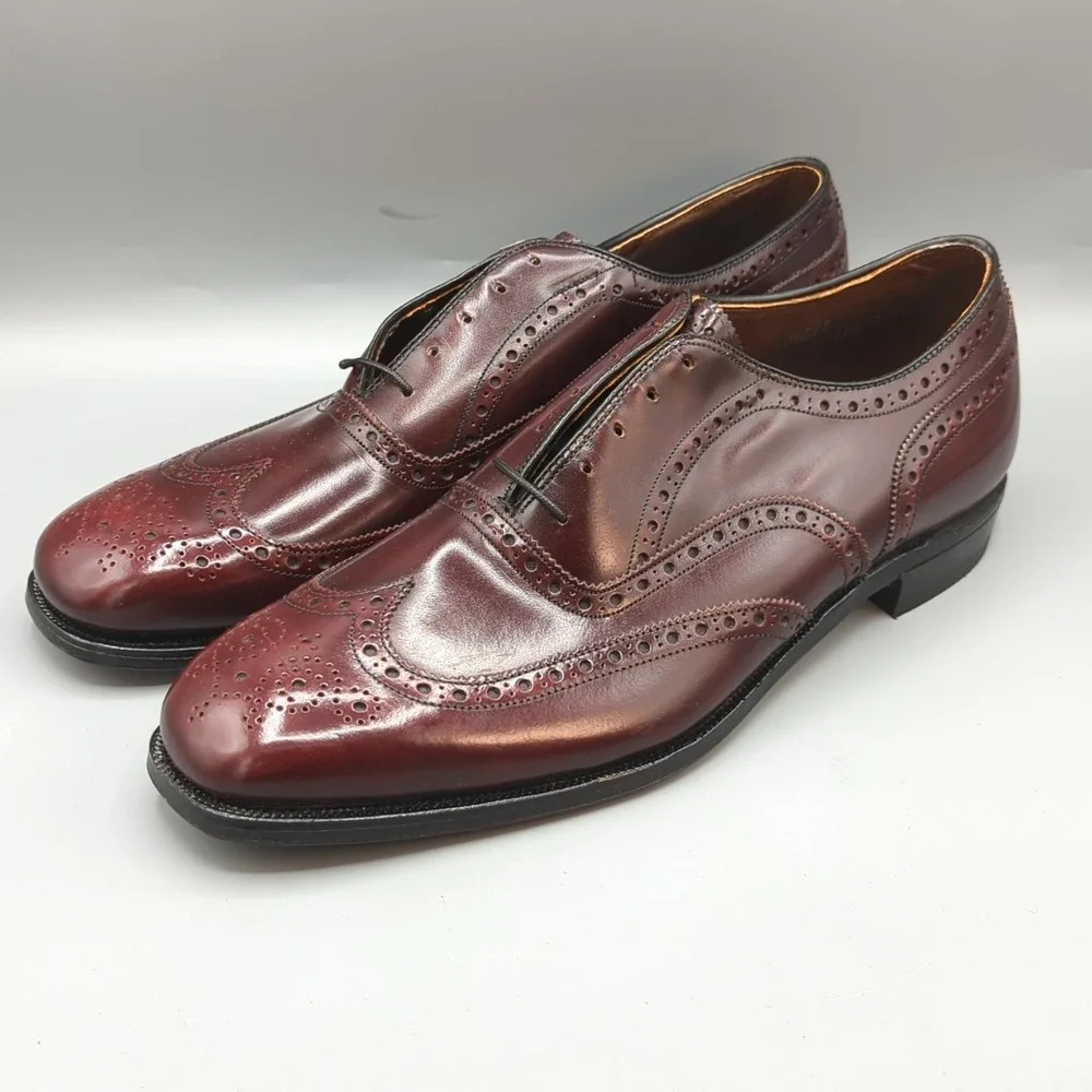 NIB Johnston & Murphy Made in USA Burgundy Wingtip Dress Shoes 10.5 C Vintage